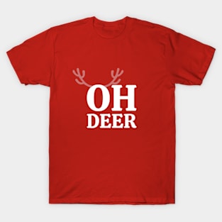 Oh Deer - Playful Rudolf Reindeer Antler Graphic Tee T-Shirt